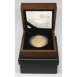 Elizabeth II Royal Mint 2009 £5 Gold Brilliant Uncirculated Sovereign, 0.9167 fineness, wt. 39.