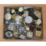 A tray of mainly vintage wristwatches.