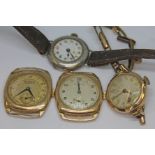 A mixed lot of vintage mechanical wristwatches comprising a Garrard and a Buren hallmarked 9ct