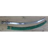 An 18th/19th century North Indian Mughal cavalry sword with green scabbard, total length 97cm.