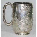 A Chinese export silver tankard by Wang Hing & Co, height 13cm, wt. 14oz.