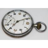 A Helvetia General Watch Co military general service time piece with signed white enamel dial,