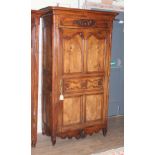 A French 18th century walnut armoire, width 119cm, depth 60cm & height 209cm. From the estate of the