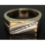 A hallmarked 9ct gold diamond ring, gross wt. 5.24g, size R.