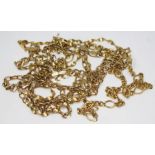 A group of four chains comprising one marked '9KT' and three marked with 9ct gold import marks,