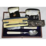 A mixed lot comprising a hallmarked silver Yard-O-Led propelling pencil, a hallmarked silver box