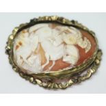 A yellow metal mounted cameo brooch, length 56mm.
