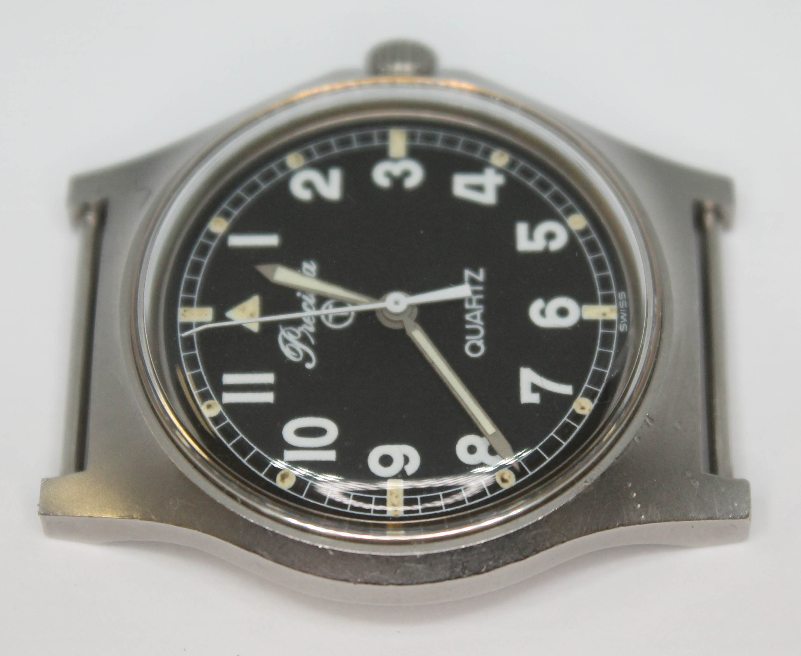 A 1980 Precista UK military stainless steel quartz wristwatch having signed black dial Arabic - Bild 5 aus 7