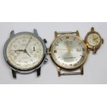 A group of three wristwatches comprising a vintage Nastrix chrome plated chronograph 17 jewel manual