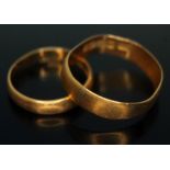 Two hallmarked 22ct gold wedding bands, gross wt. 6.13g.