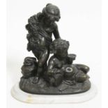 After Isidore Romain Boitel (French 1812-1861), a bronze figure depicting two cherubs, on white