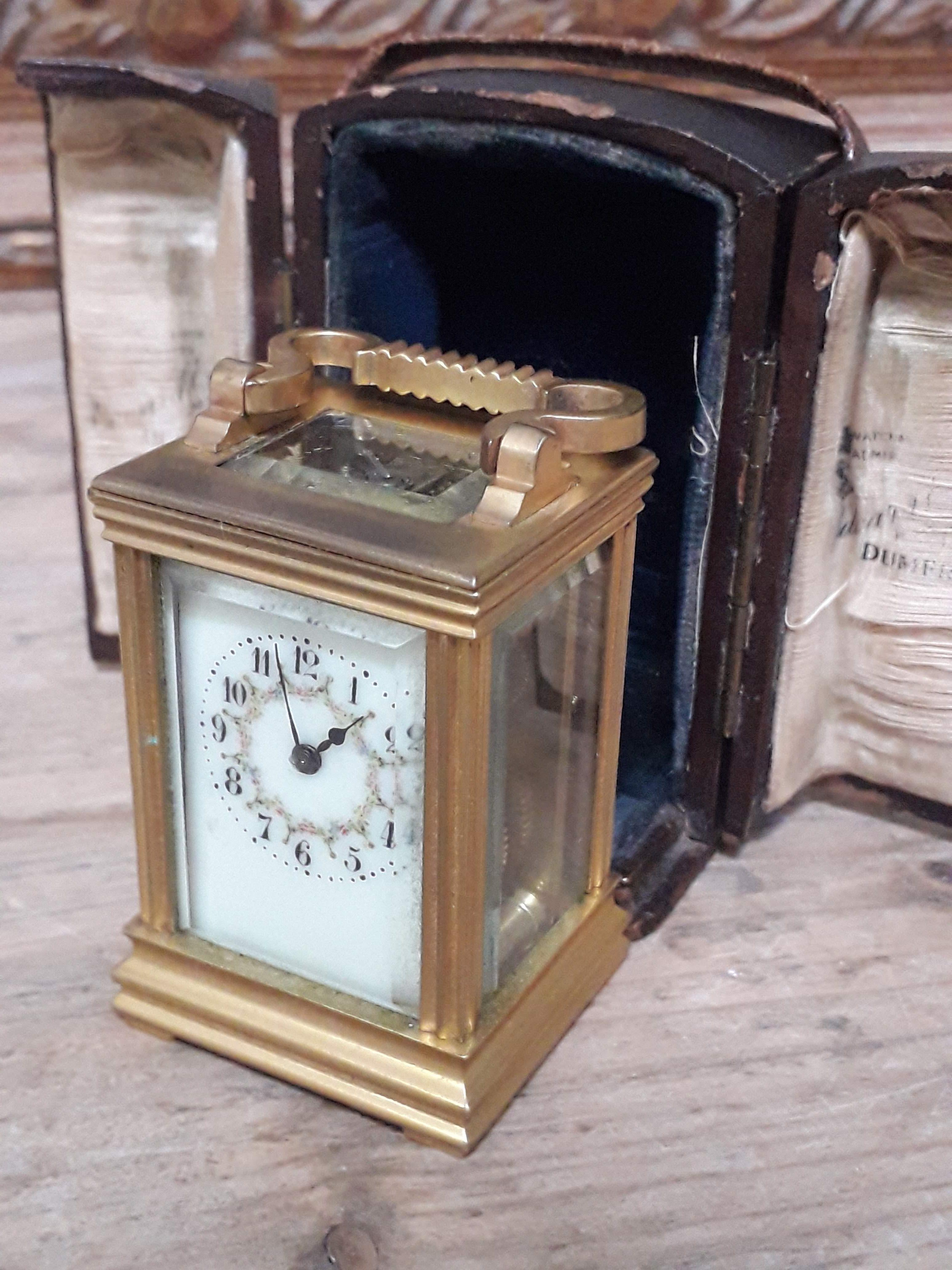 A French miniature carriage clock, height 7.5cm, with case. - Bild 2 aus 9