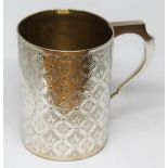 A Victorian bright cut engraved silver tankard, Charles Boyton, London 1876, height8cm, wt. 4oz.