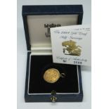 Elizabeth II 1991 gold proof half sovereign mounted in hallmarked 9ct gold, gross wt. 5g, with box
