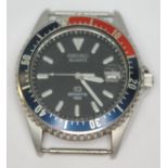 A vintage Seiko SQ Sports 150 stainless steel quartz wristwatch 7N42-6A0A, with dark grey signed