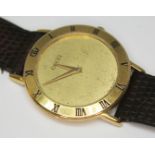 A gold plated Gucci dress watch ref. 3000.2.M with plain gold tone signed dial and Dauphine hands,