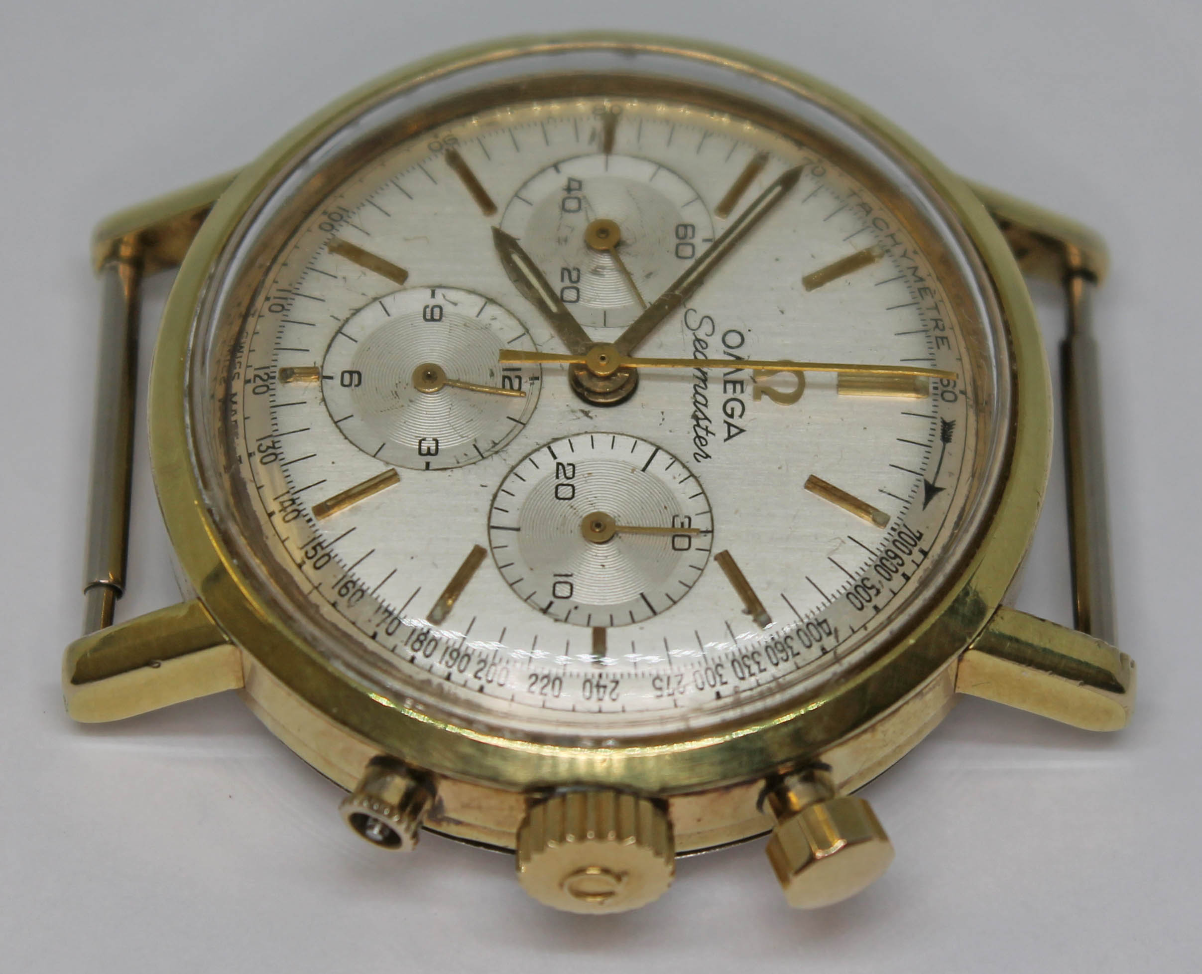 A 1966 gold plated Omega Seamaster chronograph 105.005-65 having signed silvered dial, hour - Image 6 of 8