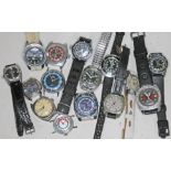 A quantity of ladies vintage 'diver' type wristwatches.
