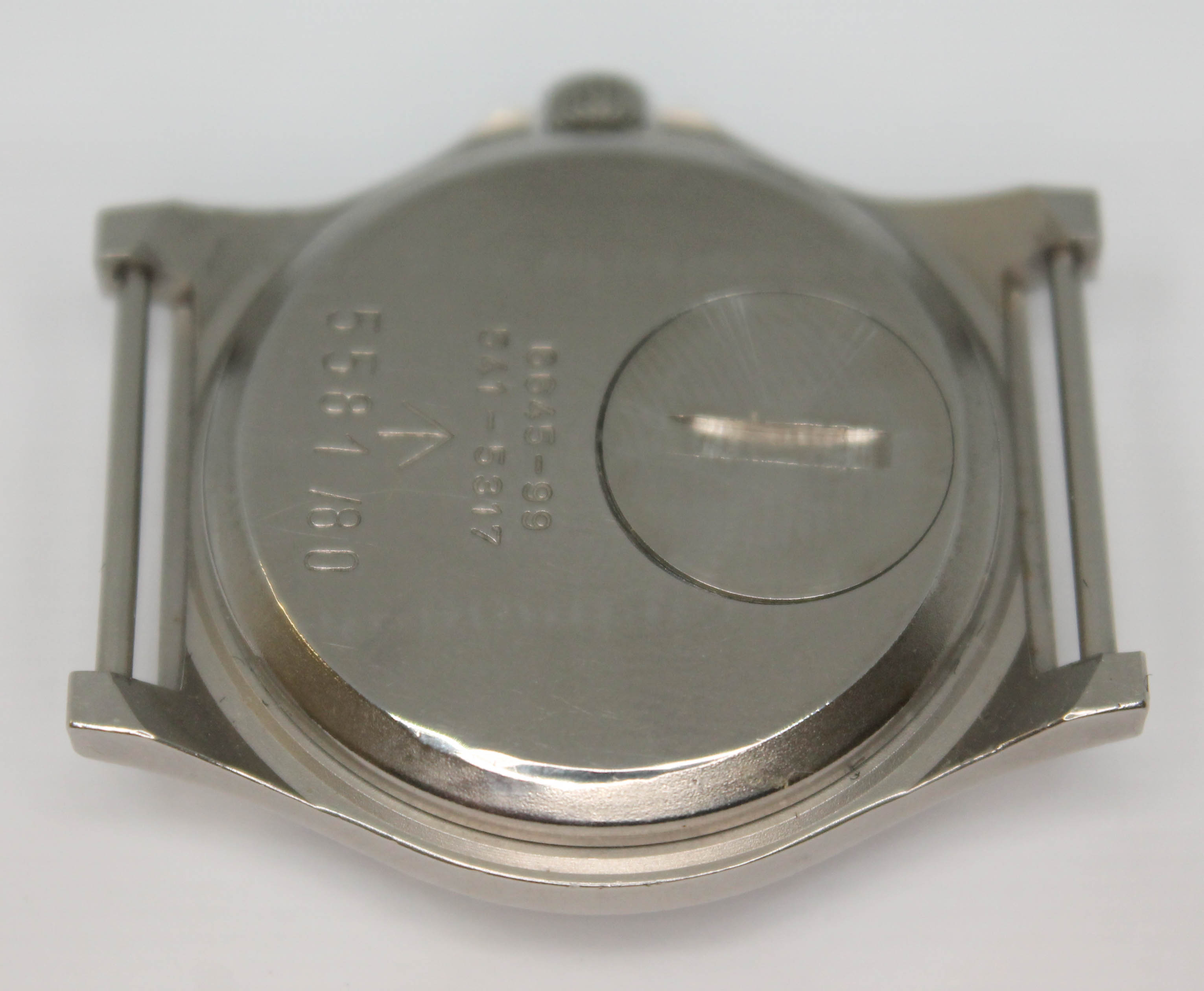 A 1980 Precista UK military stainless steel quartz wristwatch having signed black dial Arabic - Bild 4 aus 7