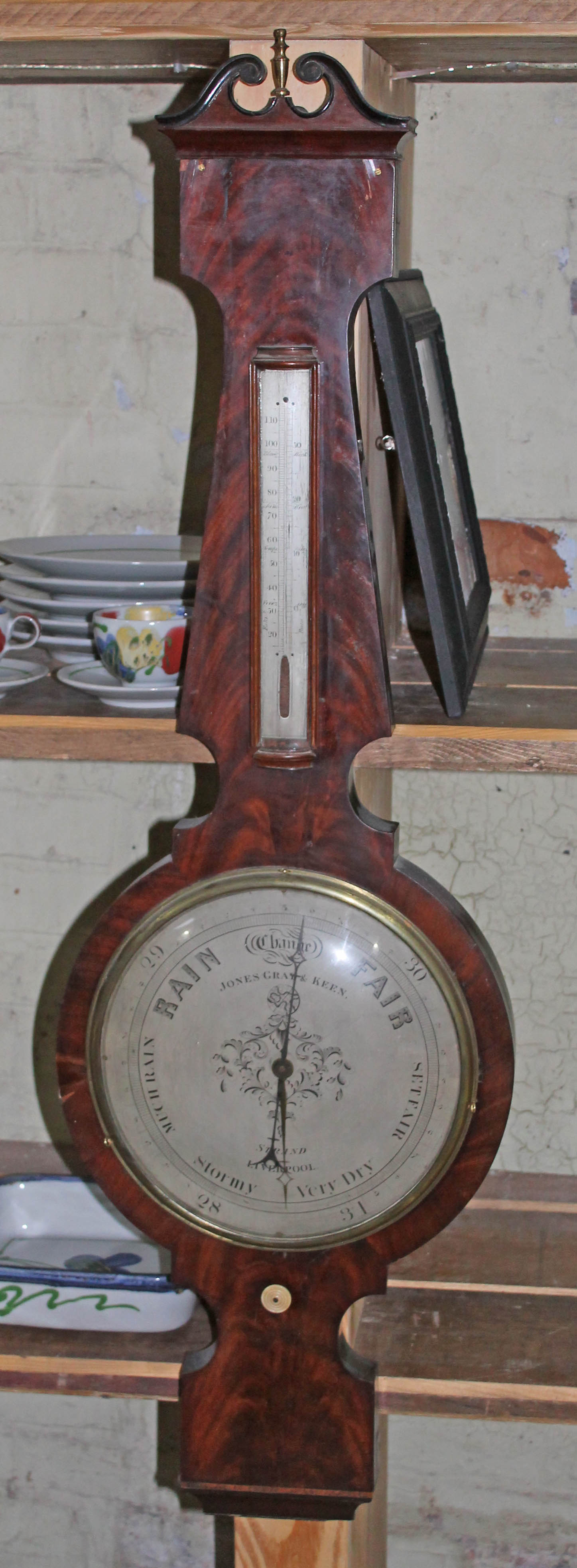 A large George III mahogany barometer, the dial signed 'Jones Gray & Keen Strand Liverpool',