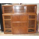 A 1930s utilitarian office cabinet, length 198cm, depth 39cm & height 175cm.