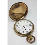 A gold plated full hunter pocket watch, diam.49mm.