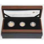 Elizabeth II Royal Mint 2013 Gold Proof Sovereign Premium Three-Coin Collection comprising half