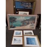 Milo Camprio (Italian 20th century), landscape, oil on canvas and seven other prints. Catalogue