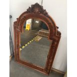A Continental marquetry inlaid and carved framed mirror, 117cm x 75cm (inc frame). Catalogue only,