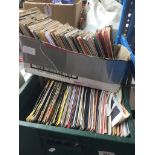 A crate and a box of mainly 1970s/80s vinyl singles Catalogue only, live bidding available via our