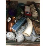 A box of ceramics and glass etc including Edinburgh crystal Catalogue only, live bidding available