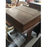 An old pitch pine school desk Catalogue only, live bidding available via our website. Please note if