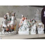 Five Victorian Staffordshire flat back figures Catalogue only, live bidding available via our