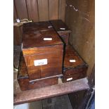 Regency teacaddy, two amboyna wood boxes and another Catalogue only, live bidding available via