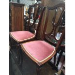 A set of four of Edwardian bedroom chairs with Art Nouveau inlay Catalogue only, live bidding