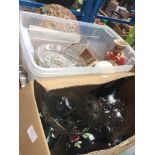 3 boxes of glassware, pottery and ornaments Catalogue only, live bidding available via our