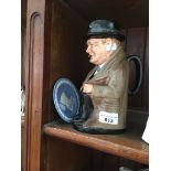 A Winston Churchill Doulton toby jug 23 cm high & Wedgwood jasper pin dish Catalogue only, live