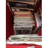 A box of football programmes. Catalogue only, live bidding available via our website. Please note if