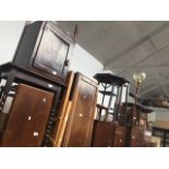 Fifteen small items of furniture including cane table, nests of tables, stools, bedding box, lamp,