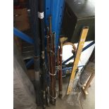 A bundle of fishing rods. Catalogue only, live bidding available via our website. Please note if you