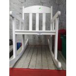 A child's wooden rocking chair Catalogue only, live bidding available via our website. Please note