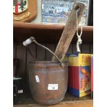 A copper bucket and an old potato masher. Catalogue only, live bidding available via our website.