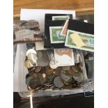 Tub of coins etc. Catalogue only, live bidding available via our website. Please note if you require