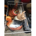 A box of assorted pottery including large ceramic piggy bank Catalogue only, live bidding