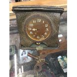 An antique travel clock in leather case - Gardner Fishergate Preston Catalogue only, live bidding