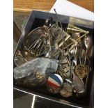 A collection of silver plated items, military buttons and medals, etc Catalogue only, live bidding