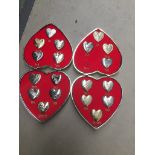 2 cases in shape of hearts of Variety Club charity badges Catalogue only, live bidding available via