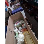 Five boxes of bric a brac, china, glass, trophy, etc Catalogue only, live bidding available via