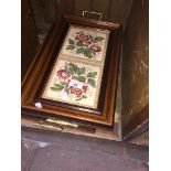 Two twin handled trays with tiles Catalogue only, live bidding available via our website. Please