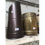 A brass log bin and a metal coal scuttle. Catalogue only, live bidding available via our website.